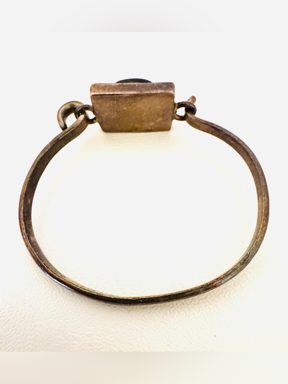 Vintage Taxco Mexico 925 Sterling Silver Onyx Bangle Bracelet - Picture 4 of 12